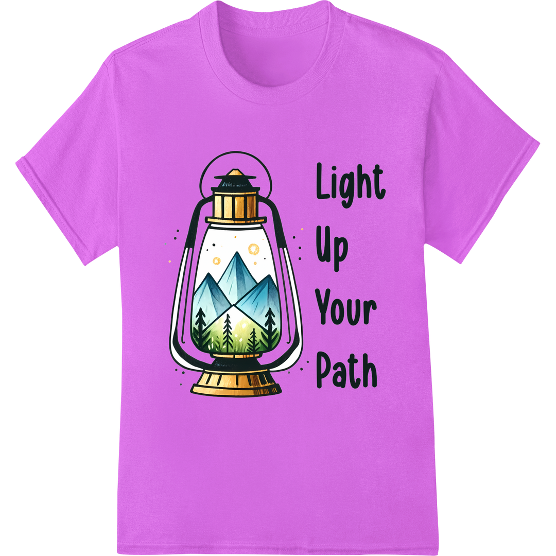 Light Up Your Path: Adventurous Lantern DTF Print Transfer on purple shirt - SUPERDTF-DTF Prints-DTF Transfers-Custom DTF Prints