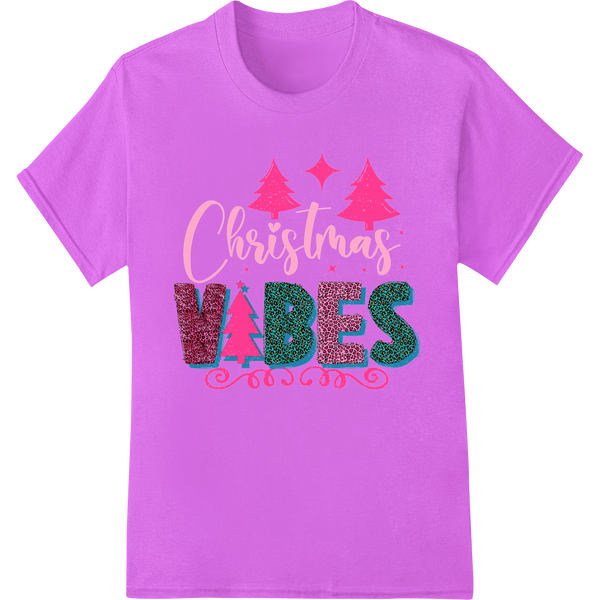 Pretty in Pink Glittery Christmas Vibes DTF Print Transfer on purple shirt - SUPERDTF-DTF Prints-DTF Transfers-Custom DTF Prints