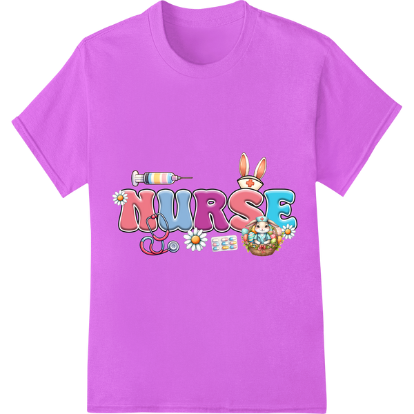 Playful Nurse Easter DTF Print Heat Transfer | Festive RN on purple shirt - SUPERDTF-DTF Prints-DTF Transfers-Custom DTF Prints