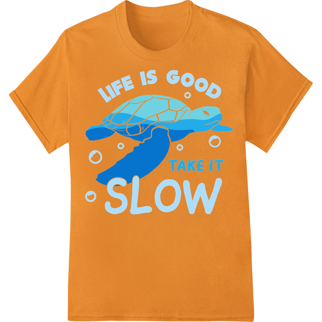 Eco-Friendly Sea Turtle DTF Print Heat Transfer | Earth Day on orange shirt - SUPERDTF-DTF Prints-DTF Transfers-Custom DTF Prints