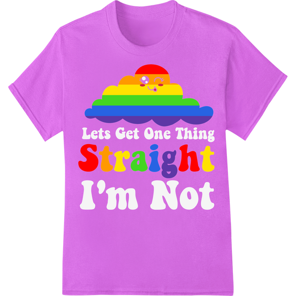 Vibrant LGBT Rainbow 'Straight' Pride DTF Print Heat Transfer on purple shirt - SUPERDTF-DTF Prints-DTF Transfers-Custom DTF Prints