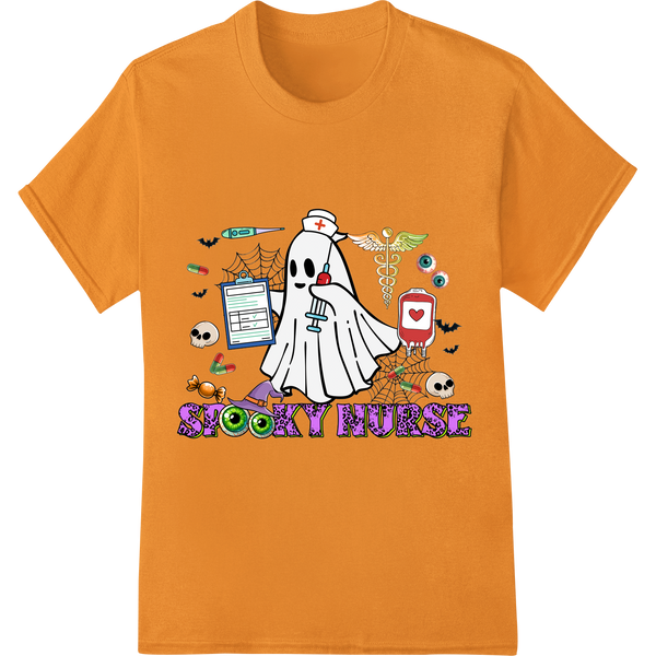 Spooky Nurse Halloween Print for DTF Transfer on orange shirt - SUPERDTF-DTF Prints-DTF Transfers-Custom DTF Prints