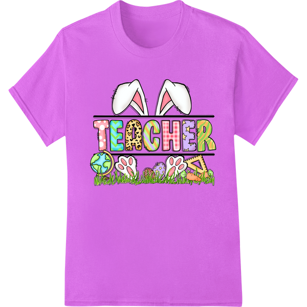 Retro Teacher Easter Bunnies DTF Print Heat Transfer on purple shirt - SUPERDTF-DTF Prints-DTF Transfers-Custom DTF Prints