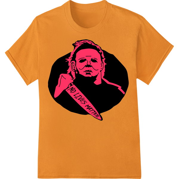 Bold Red Michael Myers Silhouette Horror Halloween DTF Print on orange shirt - SUPERDTF-DTF Prints-DTF Transfers-Custom DTF Prints