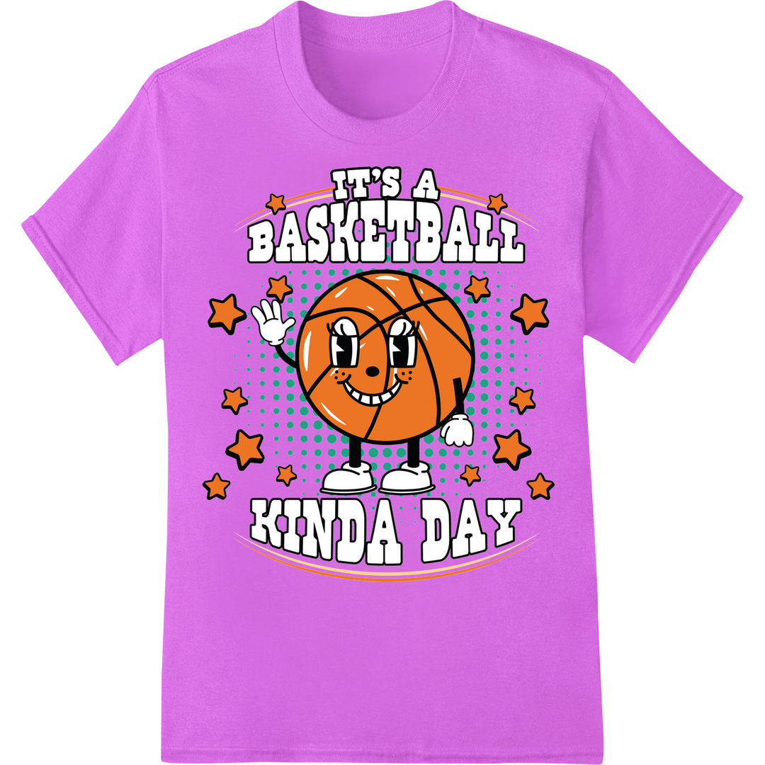 Slam Dunk Style: Cartoon Basketball DTF Transfer Print on purple shirt - SUPERDTF-DTF Prints-DTF Transfers-Custom DTF Prints