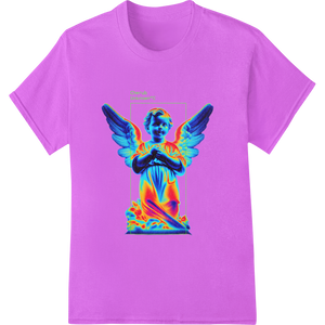 Radiant Rainbow Cherub - Colorful Angelic DTF Heat Transfer enhanced with professional apparel decoration