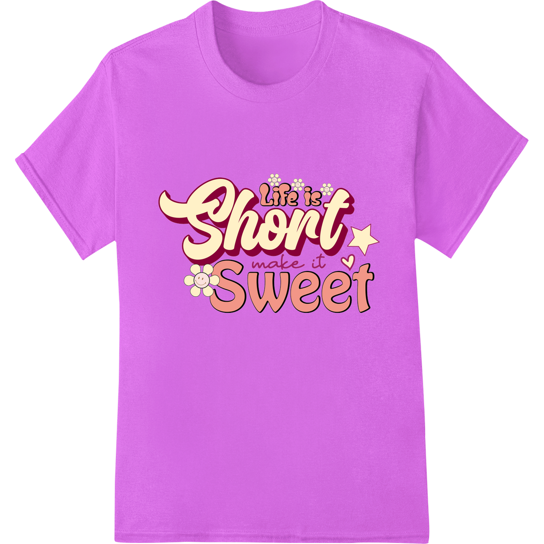 Embrace Life's Sweetness: Vibrant DTF Print Heat Transfer on purple shirt - SUPERDTF-DTF Prints-DTF Transfers-Custom DTF Prints