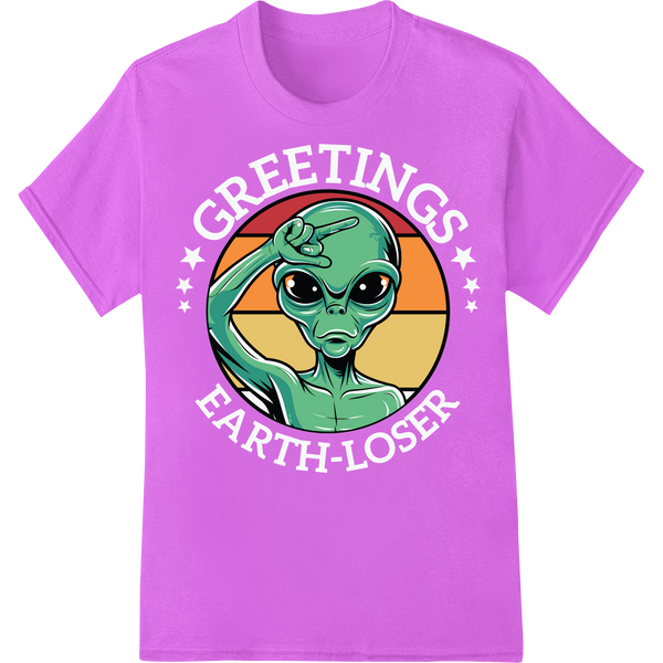 Sarcastic Alien DTF Print Transfer | Edgy Extraterrestrial Humor on purple shirt - SUPERDTF-DTF Prints-DTF Transfers-Custom DTF Prints