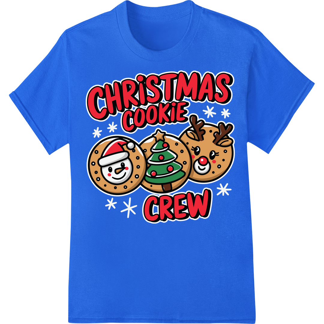 Festive 'Christmas Cookie Crew' DTF Print Heat Transfer on blue shirt - SUPERDTF-DTF Prints-DTF Transfers-Custom DTF Prints