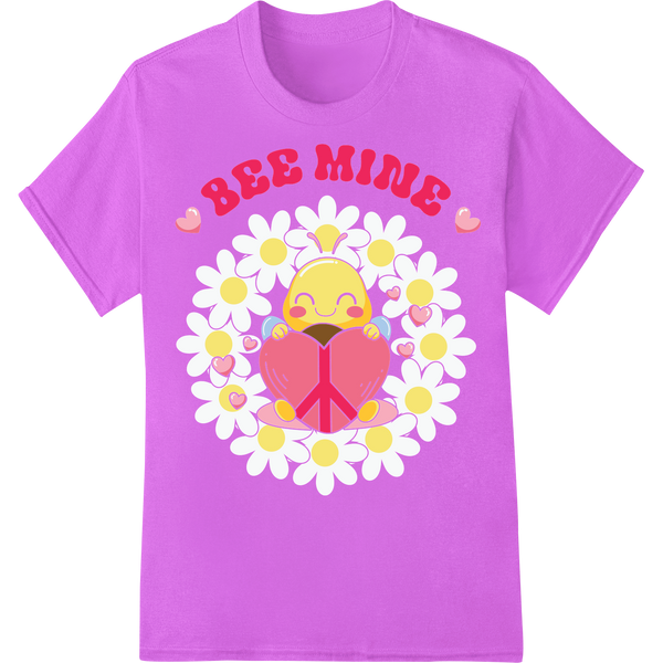 Adorable 'Bee Mine' Valentine's Day DTF Print Heat Transfer on purple shirt - SUPERDTF-DTF Prints-DTF Transfers-Custom DTF Prints