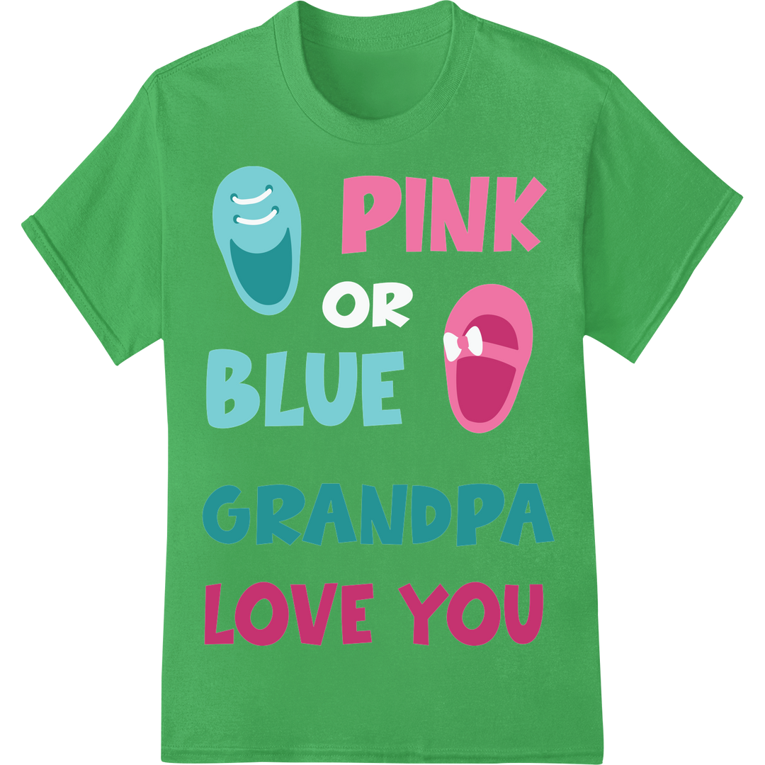 Adorable Pink & Blue Pregnancy Reveal for Grandpa Gift on green shirt - SUPERDTF-DTF Prints-DTF Transfers-Custom DTF Prints