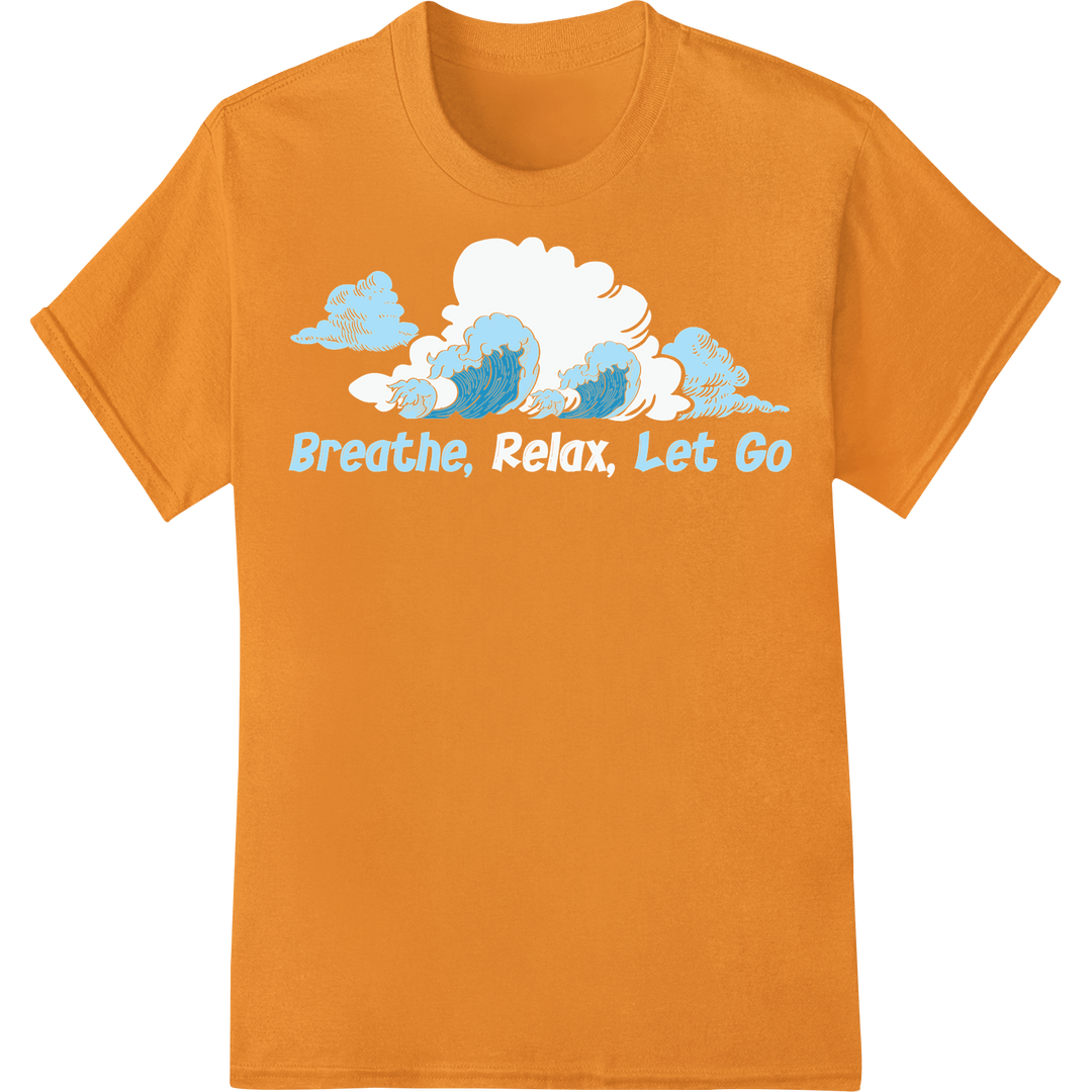 Breathe & Let Go: Serene Ocean Waves Yoga DTF Print Transfer on orange shirt - SUPERDTF-DTF Prints-DTF Transfers-Custom DTF Prints