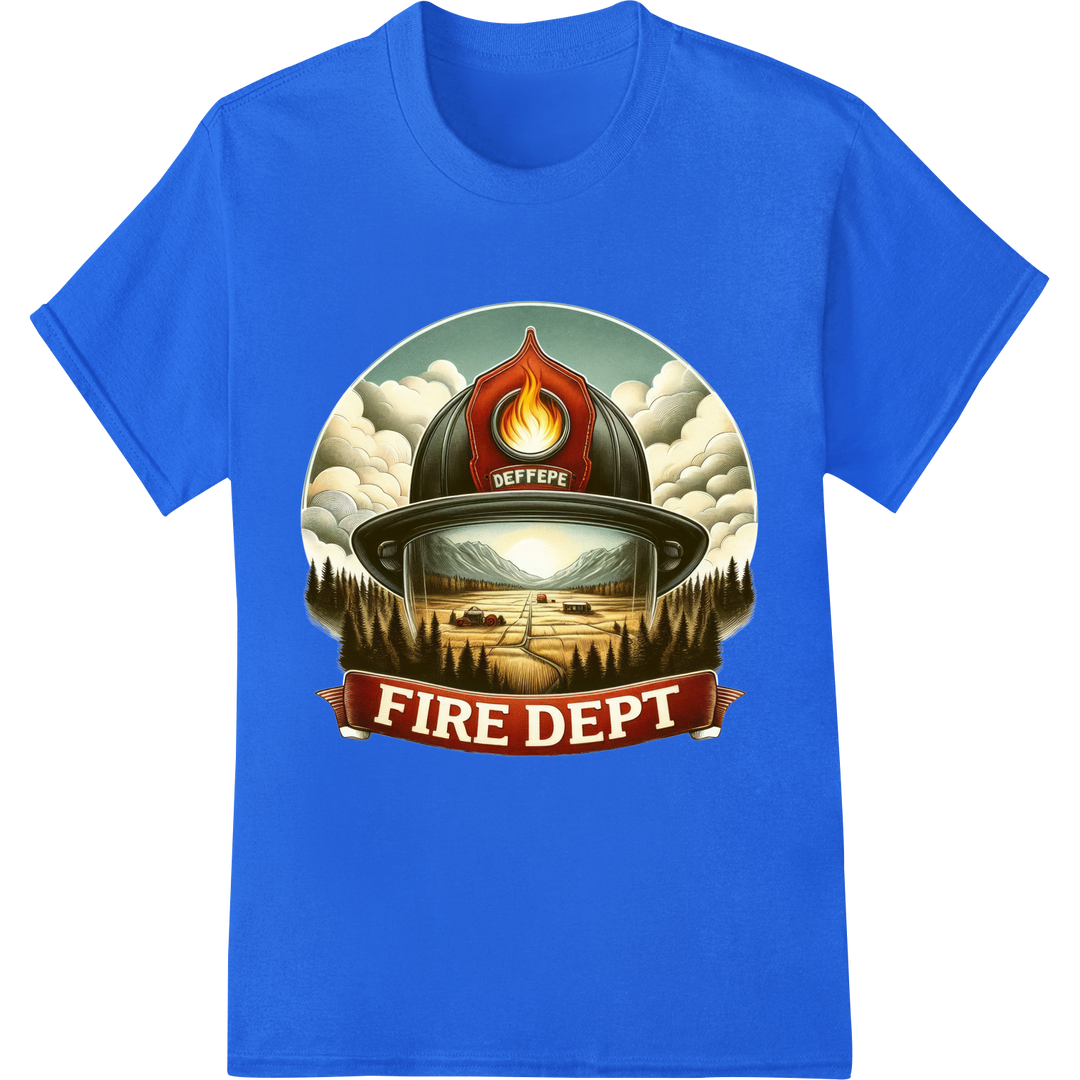 Bold Firefighter Emblem DTF Print Heat Transfer on blue shirt - SUPERDTF-DTF Prints-DTF Transfers-Custom DTF Prints