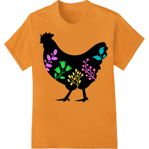 Vibrant t shirt prints print on Floral Chicken Silhouette Easter Heat Transfer Design