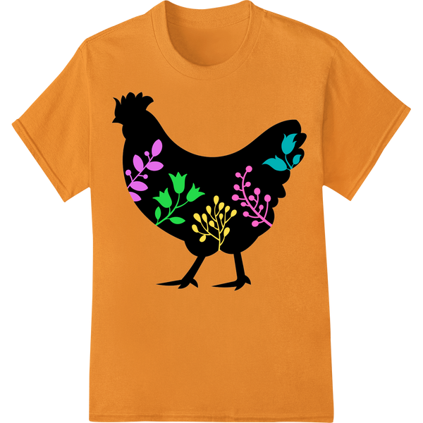 Vibrant t shirt prints print on Floral Chicken Silhouette Easter Heat Transfer Design