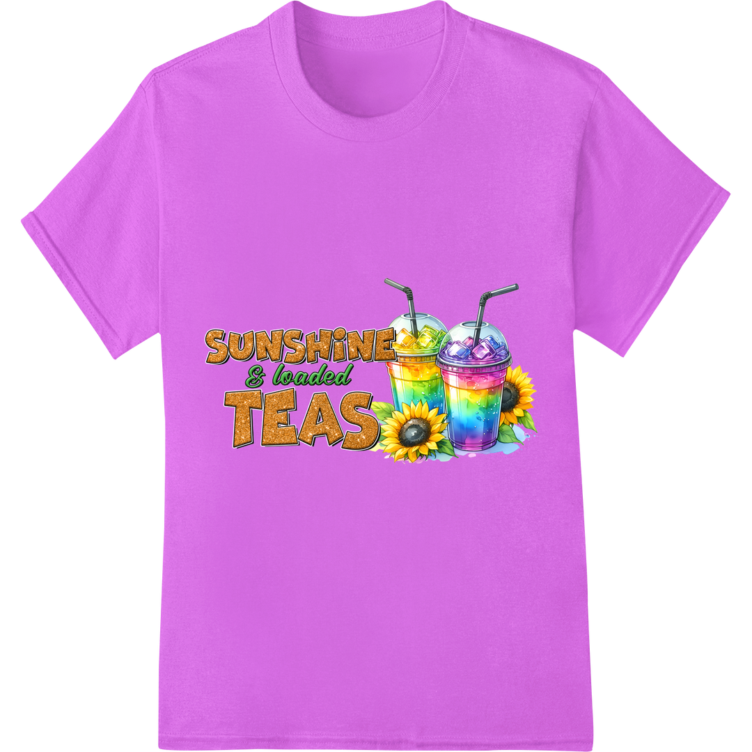 Sunshine & Loaded Teas: Vibrant Summer DTF Print Transfer on purple shirt - SUPERDTF-DTF Prints-DTF Transfers-Custom DTF Prints