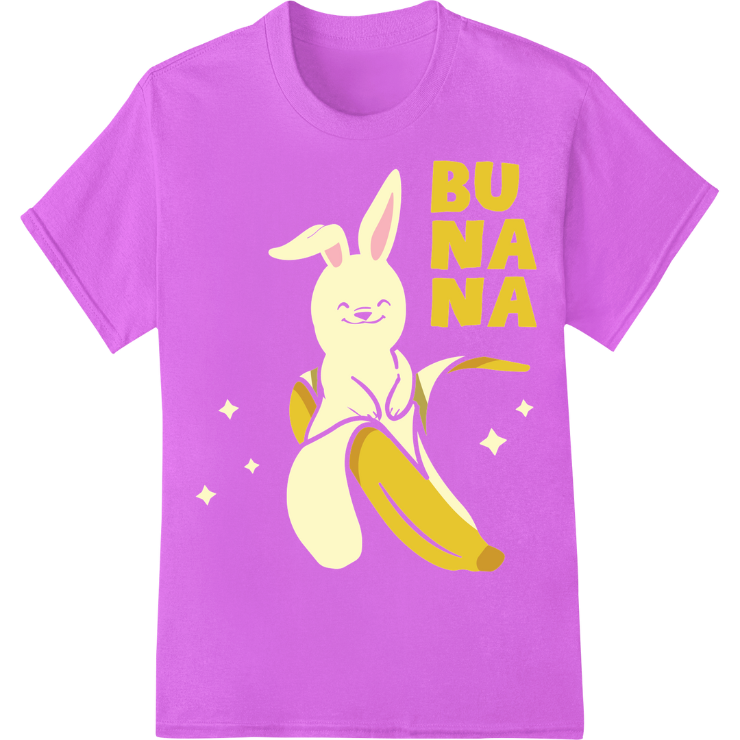 Hilarious 'BU NA NA' Easter Bunny DTF Print Heat Transfer on purple shirt - SUPERDTF-DTF Prints-DTF Transfers-Custom DTF Prints