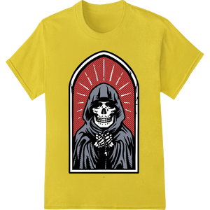 Unique dtf printer for Haunting Hooded Skull Graphic: Gothic Style Heat Transfer