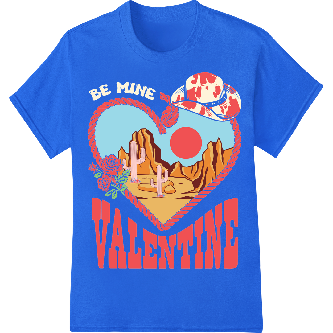 Heart in the Desert: Romantic Valentine's Day DTF Print on blue shirt - SUPERDTF-DTF Prints-DTF Transfers-Custom DTF Prints