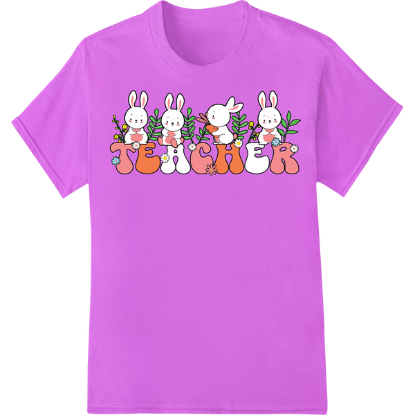 Adorable Easter Bunnies Spell Joy - Cute Spring DTF Print on purple shirt - SUPERDTF-DTF Prints-DTF Transfers-Custom DTF Prints