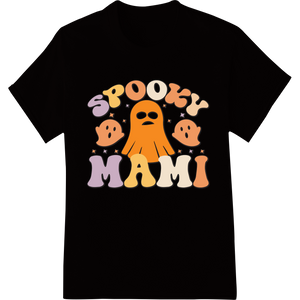 Spooky Ghost Cartoon - Fun Halloween DTF Print Transfer enhanced with professional high-quality t-shirt printing