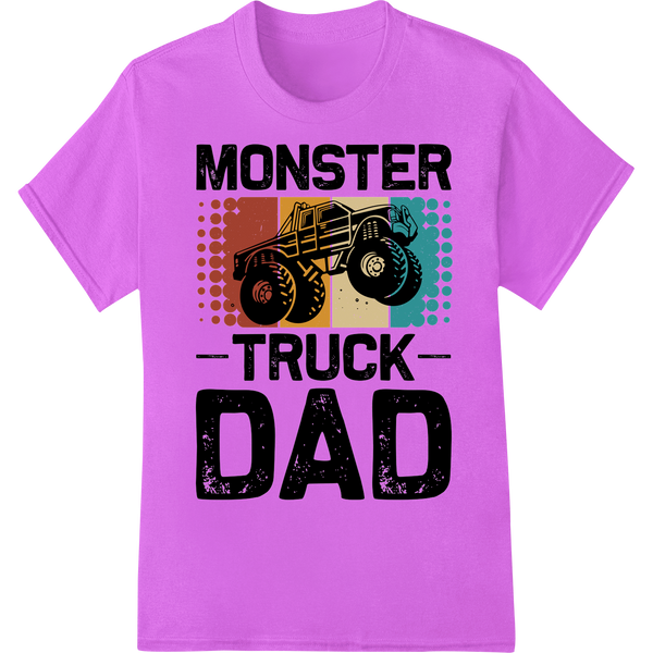 Retro Monster Truck Dad DTF Print Heat Transfer | Father's Day on purple shirt - SUPERDTF-DTF Prints-DTF Transfers-Custom DTF Prints