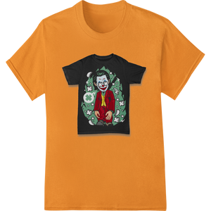 Terrifying Joker Cartoon Villain DTF Print for Halloween showcasing advanced garment printing technology