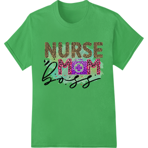 Personalized DTF printing service design for Nurse Mom Boss: Leopard Print & Purple Floral DTF Transfer