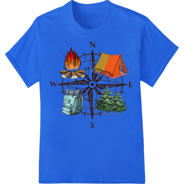 Wilderness Compass: Explore the Great Outdoors in Style on blue shirt - SUPERDTF-DTF Prints-DTF Transfers-Custom DTF Prints