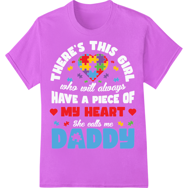 Autism Awareness Puzzle Heart Dad Love DTF Print Transfer on purple shirt - SUPERDTF-DTF Prints-DTF Transfers-Custom DTF Prints