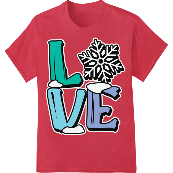 Frosty Snowman Love: Charming Winter DTF Print Heat Transfer on red shirt - SUPERDTF-DTF Prints-DTF Transfers-Custom DTF Prints