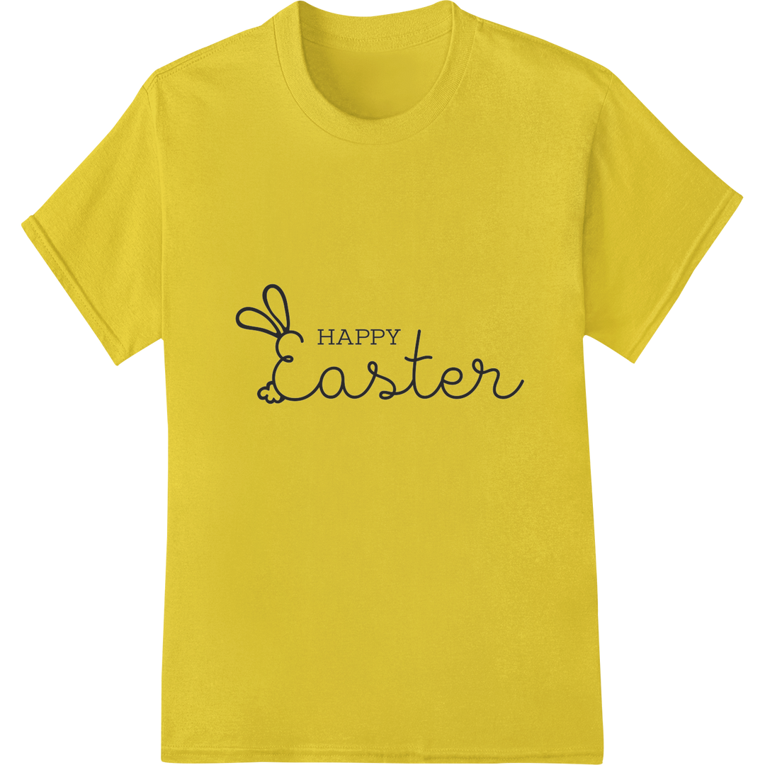 Minimalist 'HAPPY Easter' Typography DTF Print Transfer on yellow shirt - SUPERDTF-DTF Prints-DTF Transfers-Custom DTF Prints