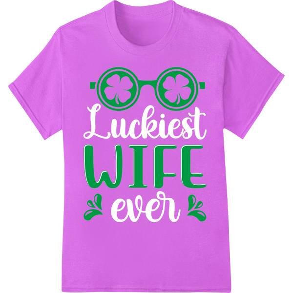 Lucky WIFE: Festive St. Patrick's Day DTF Print Transfer on purple shirt - SUPERDTF-DTF Prints-DTF Transfers-Custom DTF Prints