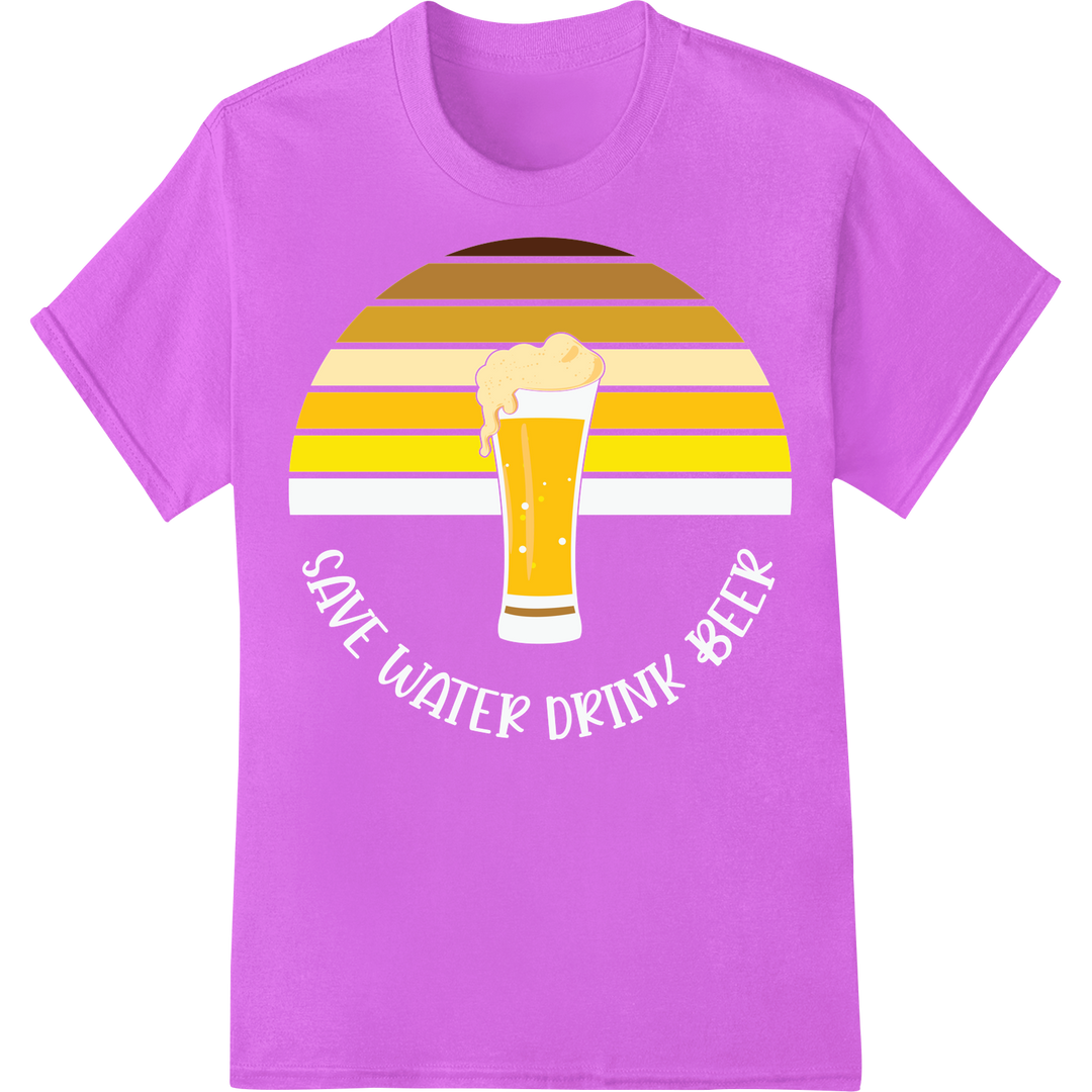 Sunset Beer Silhouette: Iconic DTF Print for Fun-Loving Style on purple shirt - SUPERDTF-DTF Prints-DTF Transfers-Custom DTF Prints