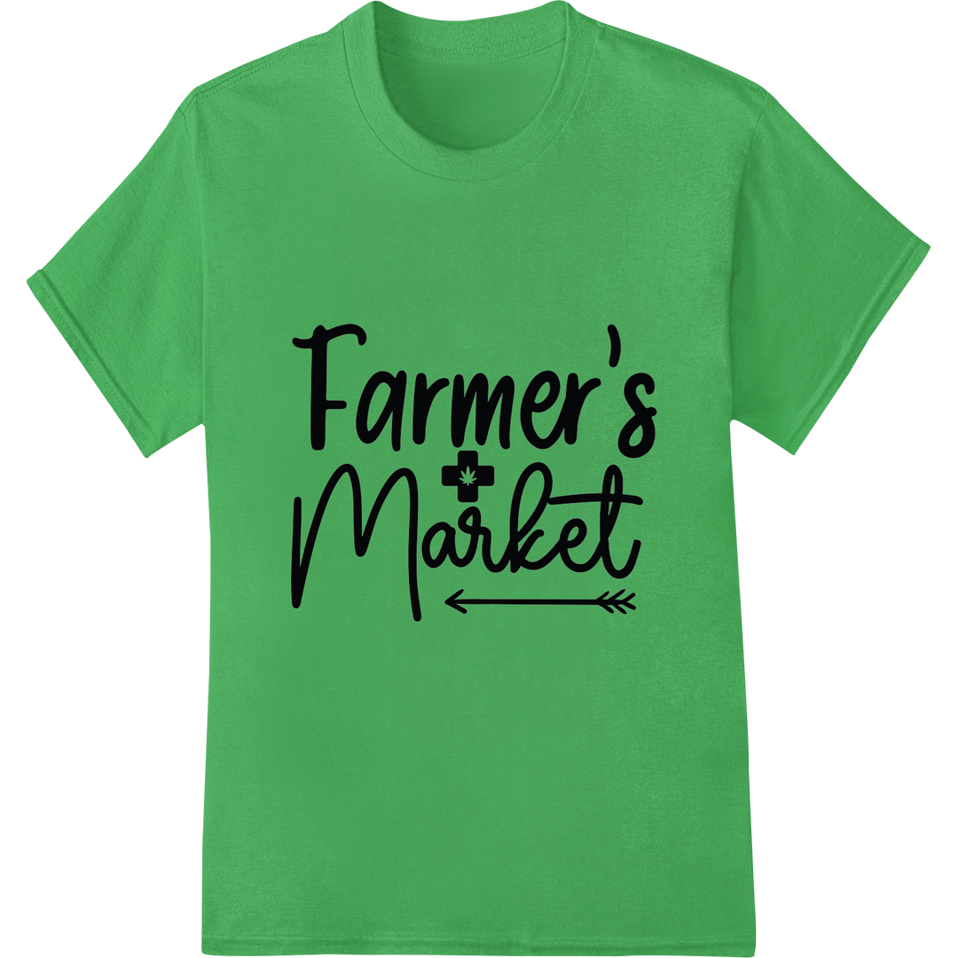 Rustic 'Farmer's Market' DTF Print Transfer | Farm Fresh Style on green shirt - SUPERDTF-DTF Prints-DTF Transfers-Custom DTF Prints