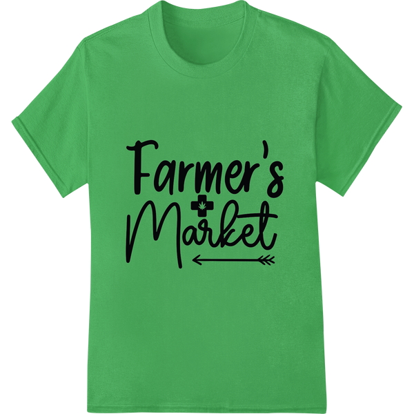 Rustic 'Farmer's Market' DTF Print Transfer | Farm Fresh Style on green shirt - SUPERDTF-DTF Prints-DTF Transfers-Custom DTF Prints