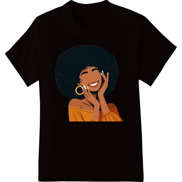 Retro Afro Woman Portrait Heat Transfer - Bold & Stylish on black shirt - SUPERDTF-DTF Prints-DTF Transfers-Custom DTF Prints