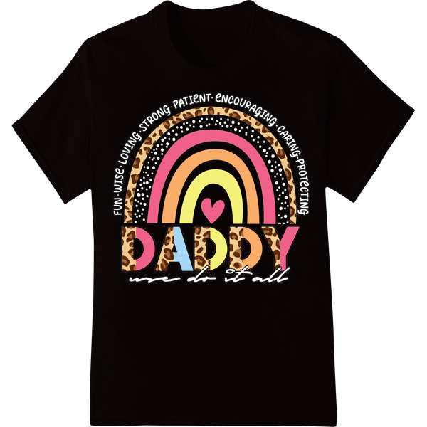 Groovy Rainbow DADDY | Retro Father's Day DTF Print Transfer on black shirt - SUPERDTF-DTF Prints-DTF Transfers-Custom DTF Prints