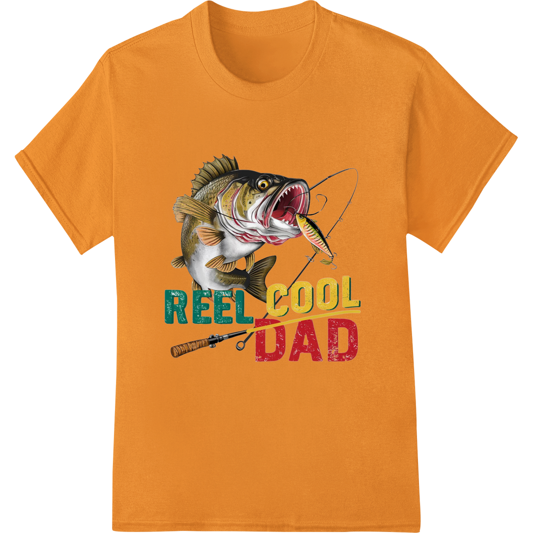 Reel Cool Dad: The Ultimate Father's Day Fishing Gift on orange shirt - SUPERDTF-DTF Prints-DTF Transfers-Custom DTF Prints