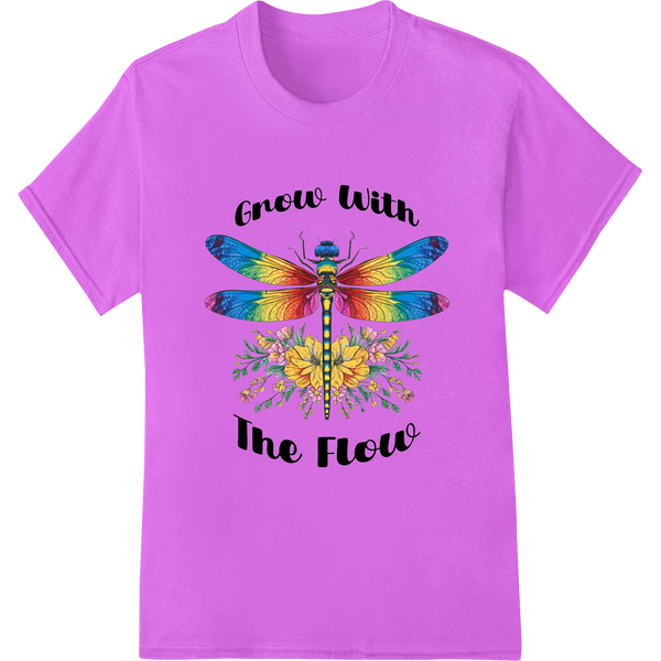 Uplifting Dragonfly: 'Crew With The Flow' Inspirational DTF Print on purple shirt - SUPERDTF-DTF Prints-DTF Transfers-Custom DTF Prints