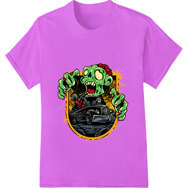 Zombie Jeep: Unleash the Undead on Your Wardrobe with custom DTF printing technology artwork