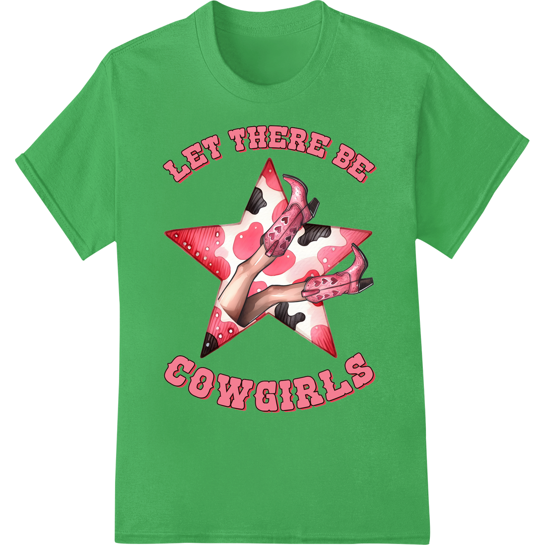 Pink Cowgirl Star | DTF Western Print Heat Transfer on green shirt - SUPERDTF-DTF Prints-DTF Transfers-Custom DTF Prints