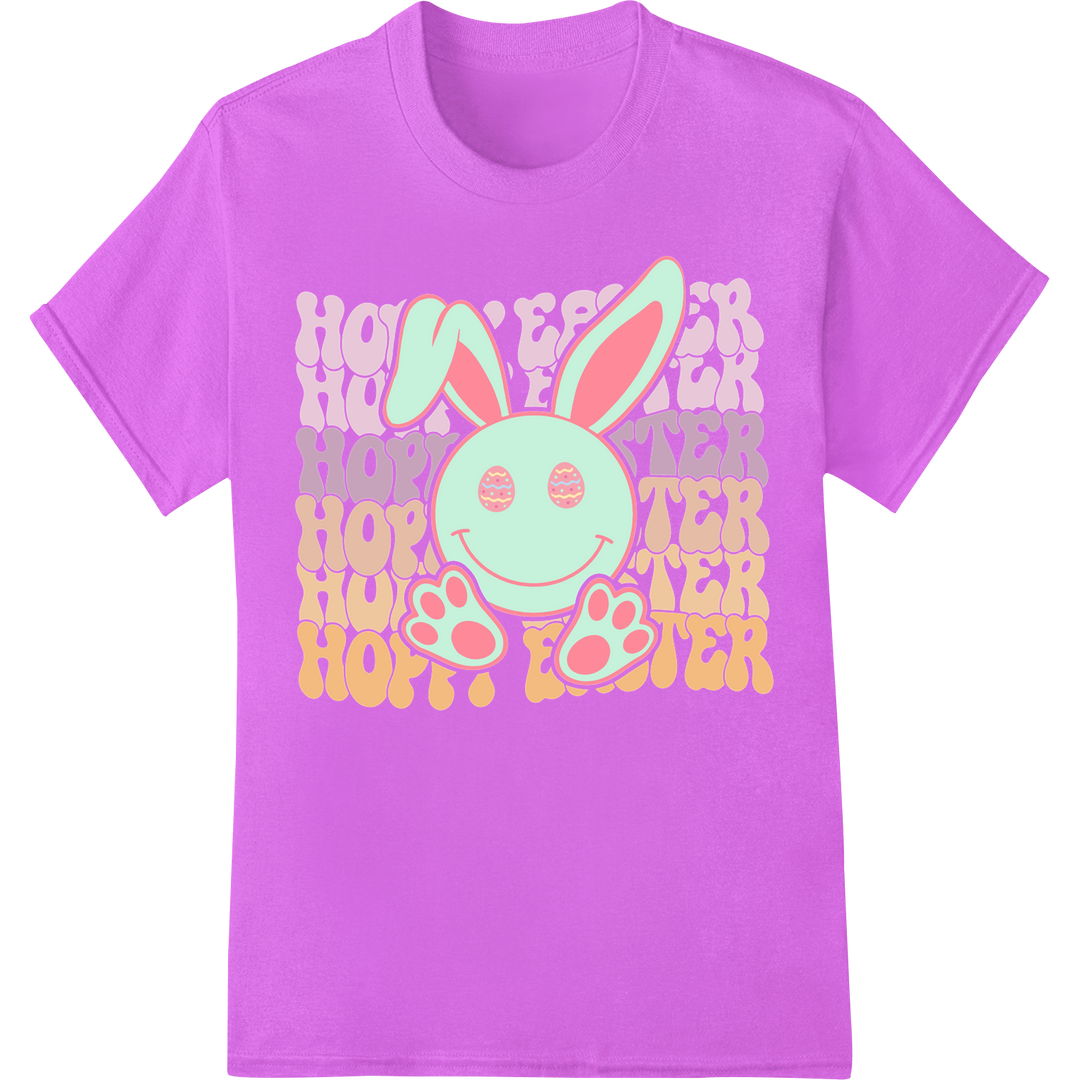 Retro Easter Bunny DTF Print | Vintage 70s Spring Design on purple shirt - SUPERDTF-DTF Prints-DTF Transfers-Custom DTF Prints