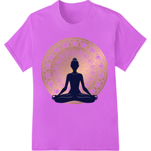 Personalized innovative apparel printing design for Mandala Meditation: Radiant Gold Yoga Print by Super DTF