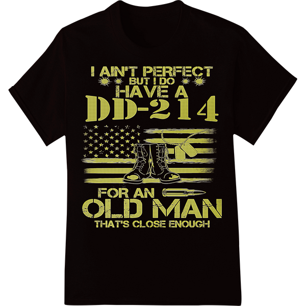 Proud Veteran DD-214 Patriotic Heat Transfer Design on black shirt - SUPERDTF-DTF Prints-DTF Transfers-Custom DTF Prints