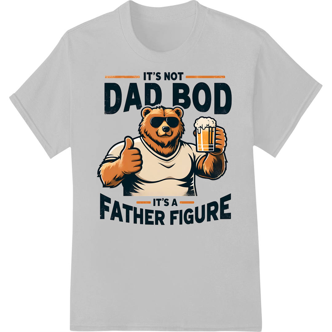 Funny Dad Bod Father Figure Bear Beer DTF Print Transfer on white shirt - SUPERDTF-DTF Prints-DTF Transfers-Custom DTF Prints