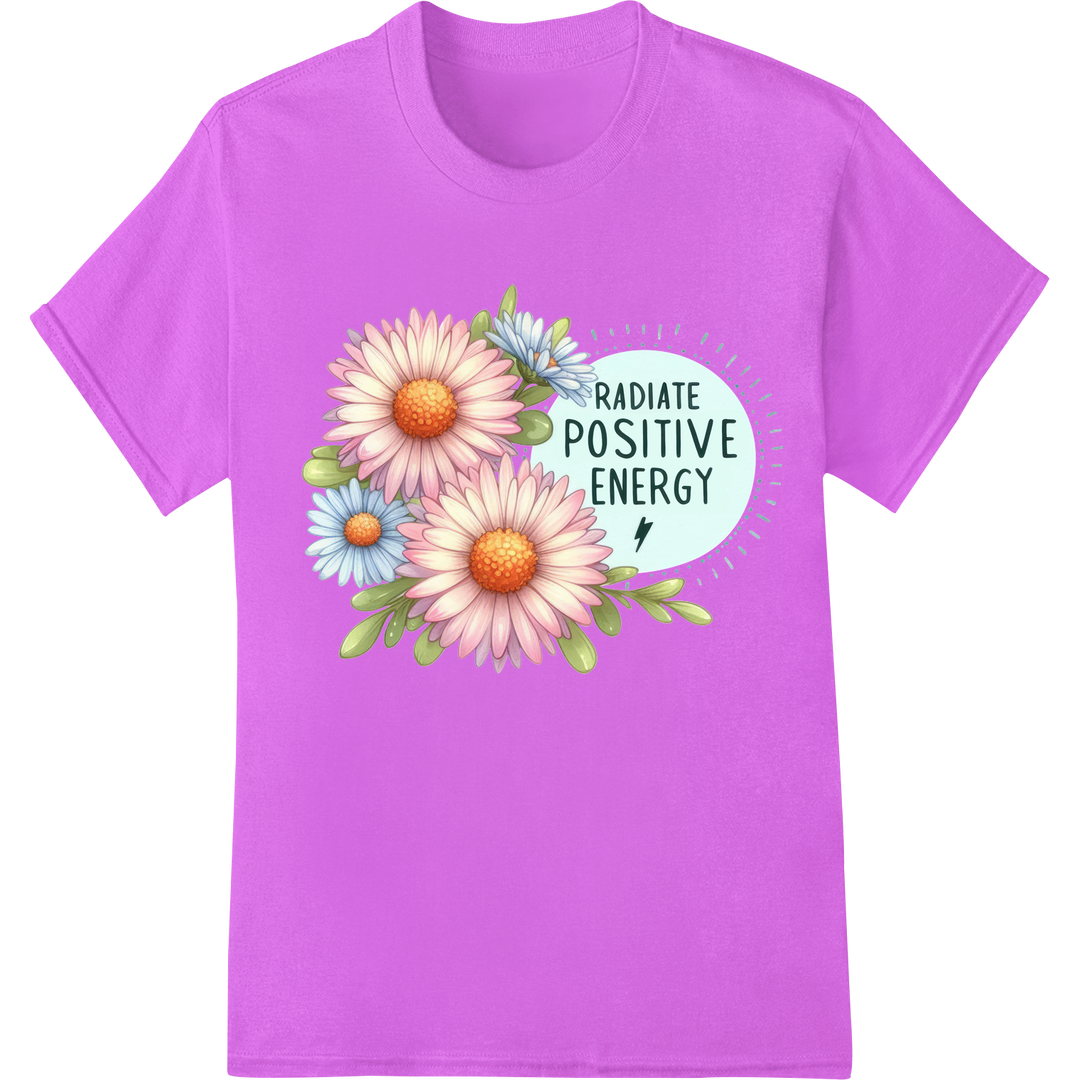 Radiate Positivity: Vibrant Daisy DTF Heat Transfer Print on purple shirt - SUPERDTF-DTF Prints-DTF Transfers-Custom DTF Prints