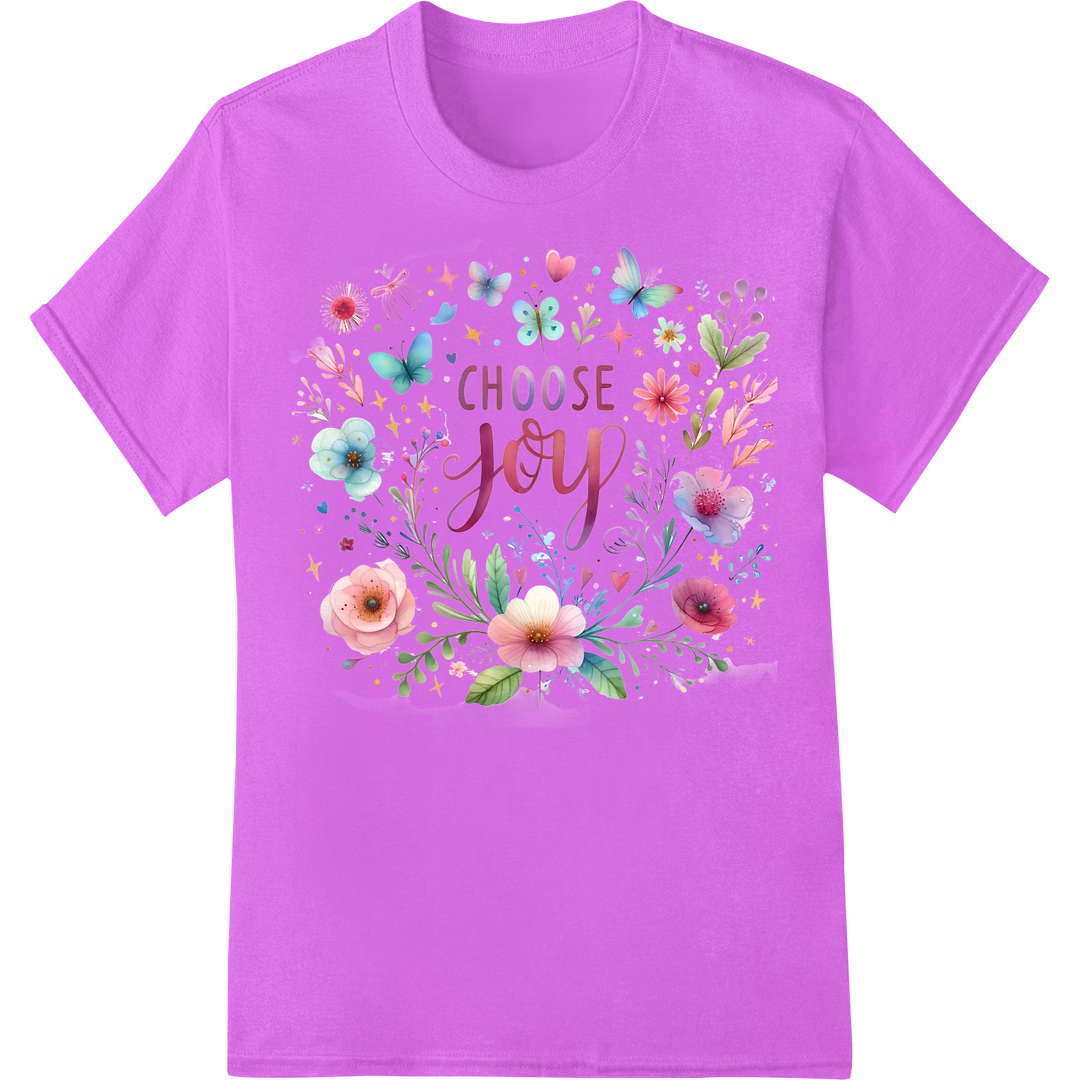 Choose Joy Inspirational Watercolor Floral DTF Heat Transfer on purple shirt - SUPERDTF-DTF Prints-DTF Transfers-Custom DTF Prints