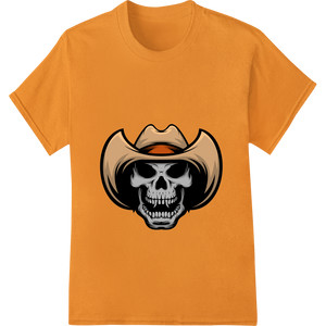 Personalized DTF print shop design for Edgy Cowboy Skull DTF Print for Bold Western Style