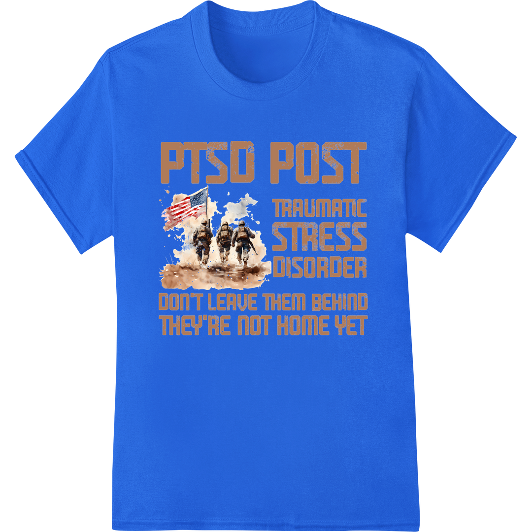 PTSD Awareness: Support Our Troops Battling Unseen Wounds on blue shirt - SUPERDTF-DTF Prints-DTF Transfers-Custom DTF Prints